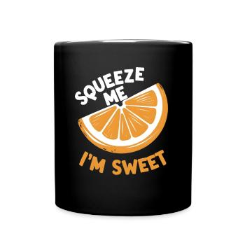Lustiges Orangenfrucht Geschenk - Tasse einfarbig - Schwarz - Vorne