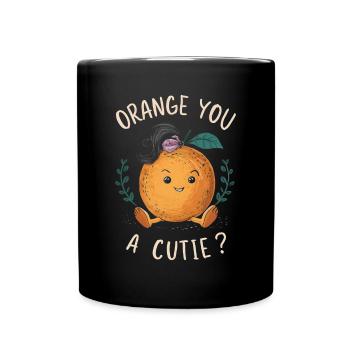 Lustiges Orangenfrucht Geschenk - Tasse einfarbig - Schwarz - Vorne