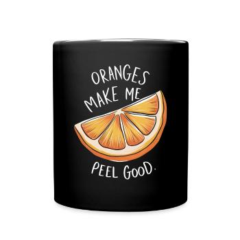 Lustiges Orangenfrucht Geschenk - Tasse einfarbig - Schwarz - Vorne