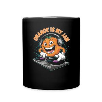 Lustiges Orangenfrucht Geschenk - Tasse einfarbig - Schwarz - Vorne