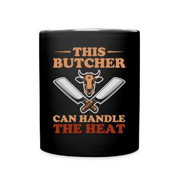 Metzger Fleischer Metzgerei Fleischerei - Tasse einfarbig - Schwarz - Vorne