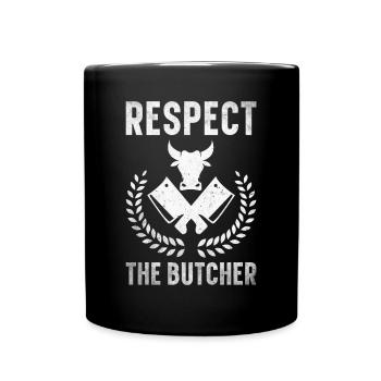 Metzger Fleischer Metzgerei Fleischerei - Tasse einfarbig - Schwarz - Vorne