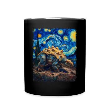 Ankylosaurus dinosaure Peinture de nuit étoilée - Mug uni - noir - Devant