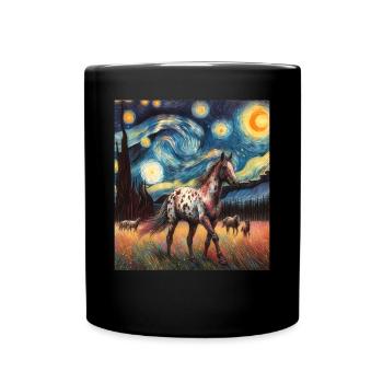 Appaloosa Cheval Nuit étoilée Peinture - Mug uni - noir - Devant