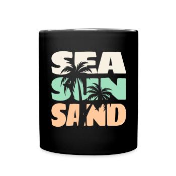 Sea Sun Sand Beach Palm Trees Summer Vibes Tee - Full Colour Mug - black - Front