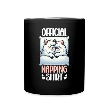 Official Sleeping House Lama PJ Sleeping Nickering - Full Colour Mug - black - Front
