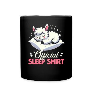 Official Sleeping House Lama PJ Sleeping Nickering - Full Colour Mug - black - Front