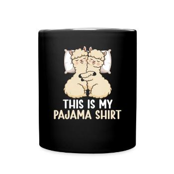 Official Sleeping House Lama PJ Sleeping Nickering - Full Colour Mug - black - Front