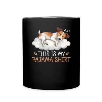Official Sleeping House Jack Russell Terrier PJ - Full Colour Mug - black - Front