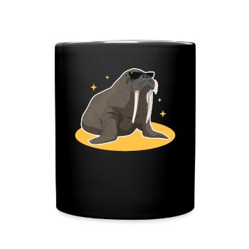 Walross Walroß Walrus Walrosse Geschenk - Tasse einfarbig - Schwarz - Vorne