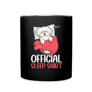 Official Sleeping Shepherd Maltese Dog PJ - Full Colour Mug - black - Front