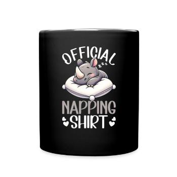 Official Sleeping House Rhino PJ Sleeping Nickering - Full Colour Mug - black - Front