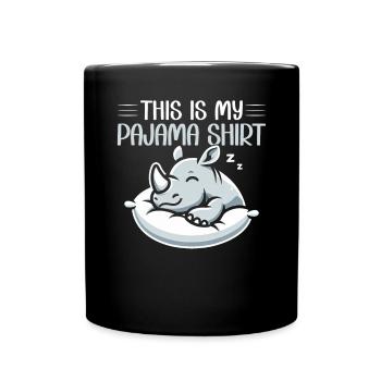Official Sleeping House Rhino PJ Sleeping Nickering - Full Colour Mug - black - Front