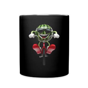 Wassermelone Radfahren auf dem Fahrrad Geschenk - Tasse einfarbig - Schwarz - Vorne