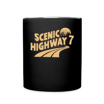 Scenic Highway 7 Retro Road Trip Adventure - Full Colour Mug - black - Front