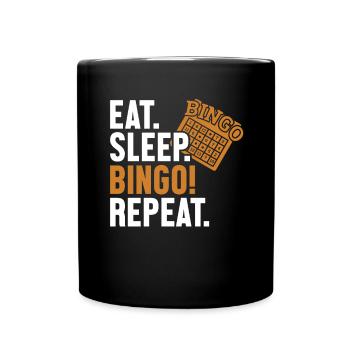 Eat Sleep Bingo Repeat Caller Daubers - Full Colour Mug - black - Front