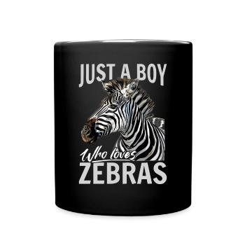 Funny Zebra Animal Just A Boy Who Loves Zebras - Full Colour Mug - black - Front