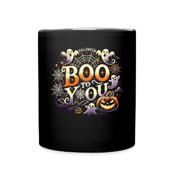 Cute Ghost with Saying "Boo to You" - Full Colour Mug - black - Front