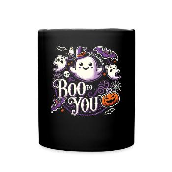 Cheerful spirit with saying "Boo to You" - Full Colour Mug - black - Front