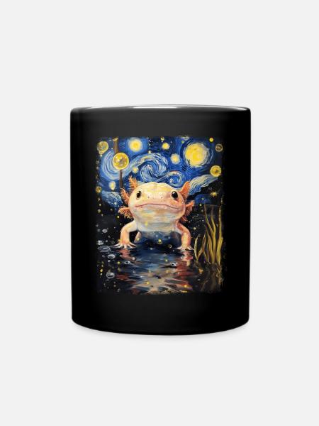 Axolotl Amphibie Sternennacht Gemälde - Tasse einfarbig - Schwarz