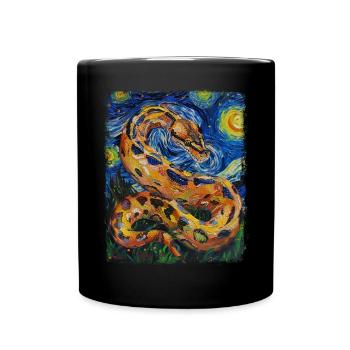 Ball Python Snake Starry Night Painting - Full Colour Mug - black - Front