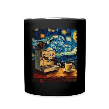 Barista Coffee Maker Starry Night Painting - Full Colour Mug - black - Front