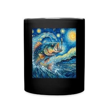 Pêche à l’achigan Pêcheur de poisson bar Nuit étoilée Mâle - Mug uni - noir - Devant