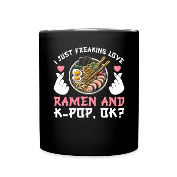 Ramen- Und K-Pop-Waren Kawaii Finger Herz - Tasse einfarbig - Schwarz - Vorne