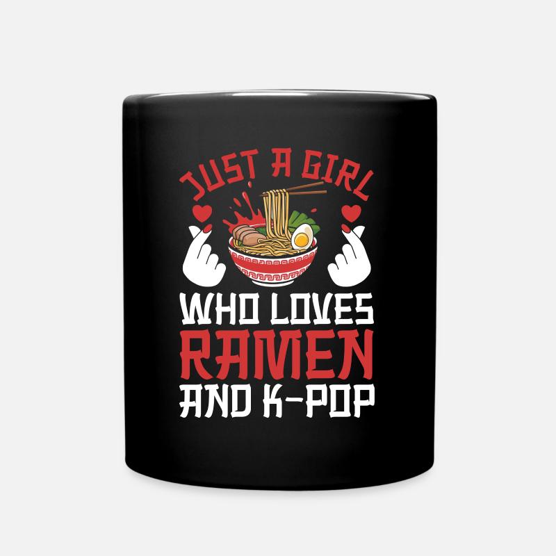 Ramen et K-Pop Marchandise Kawaii Finger Heart - Mug uni - noir