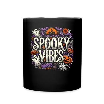 Halloween T-Shirt "Spooky Vibes" - Colorful - Full Colour Mug - black - Front