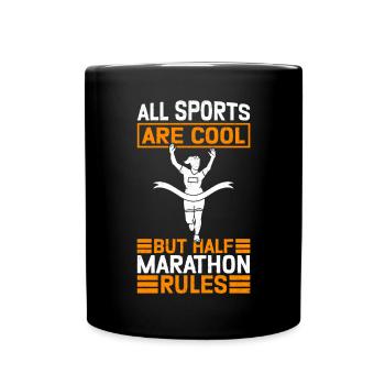 Halbmarathon Halb-Marathon Geschenk - Tasse einfarbig - Schwarz - Vorne