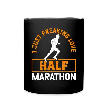 Halbmarathon Halb-Marathon Läufer Geschenk - Tasse einfarbig - Schwarz - Vorne