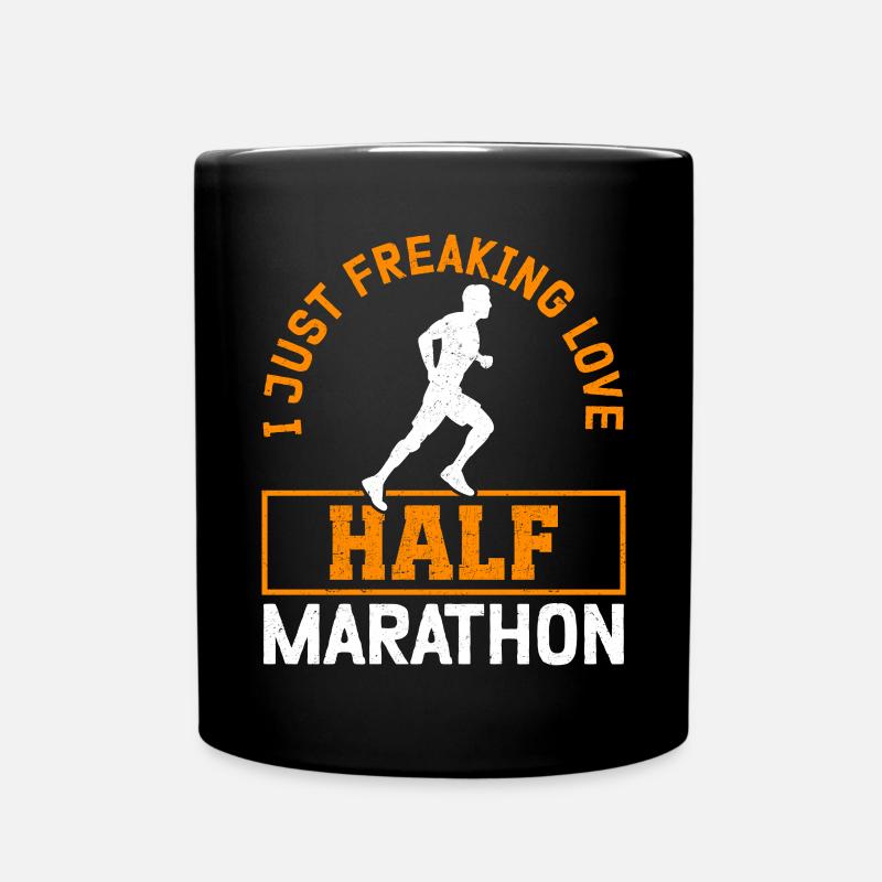 Halbmarathon Halb-Marathon Läufer Geschenk - Tasse einfarbig - Schwarz