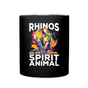 Rhinozeros Animal Rhinos are my spirit animal - Tasse einfarbig - Schwarz - Vorne
