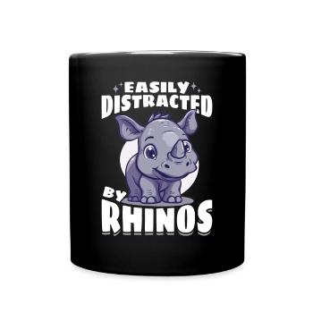Rhinozeros Animal Easily Distracted By Rhinos - Tasse einfarbig - Schwarz - Vorne