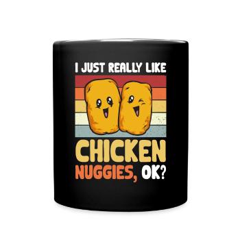 Chicken Nugget Liebhaber Chicken Nuggets - Tasse einfarbig - Schwarz - Vorne