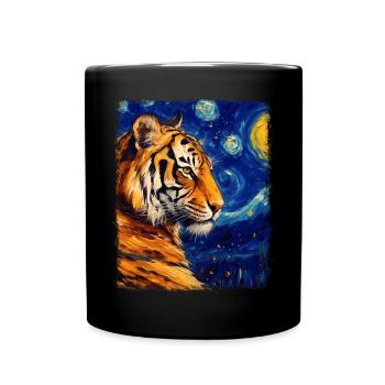 Chat du Bengale Nuit étoilée Peinture - Mug uni - noir - Devant