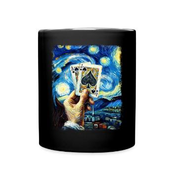 Blackjack Cartes de jeu Nuit étoilée Peinture - Mug uni - noir - Devant