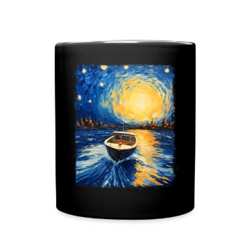 Bateau Conducteur Batelier Nuit étoilée Ge - Mug uni - noir - Devant
