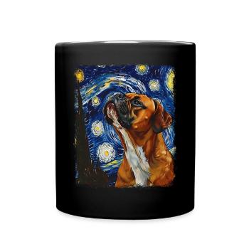 Boxer Dog Starry Night Painting - Full Colour Mug - black - Front