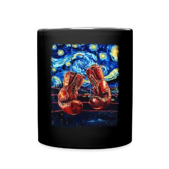 Boxer Boxhandschuhe Sternennacht Gemälde - Tasse einfarbig - Schwarz - Vorne