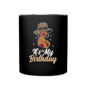 Birthday Queen African American Melanin Black - Full Colour Mug - black - Front