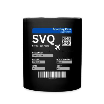 Seville flight ticket to Spain - Full Colour Mug - black - Front