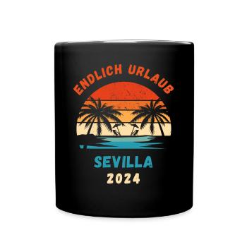 Sevilla Urlaub 2024 Andalusien Spanien - Tasse einfarbig - Schwarz - Vorne