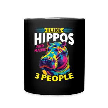 Hippo Hippopotamus Animal I Like Hippos - Full Colour Mug - black - Front