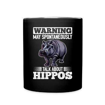 Funny Hippo Hippopotamus Animal Warning - Full Colour Mug - black - Front