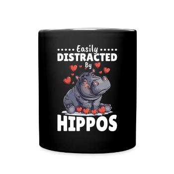 Hippo Hippopotamus Animal Easily Distracted By - Full Colour Mug - black - Front