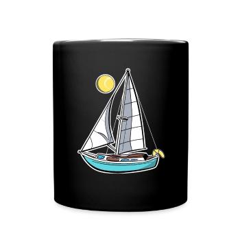 Segelboot Skizze Vintage Look - Tasse einfarbig - Schwarz - Vorne