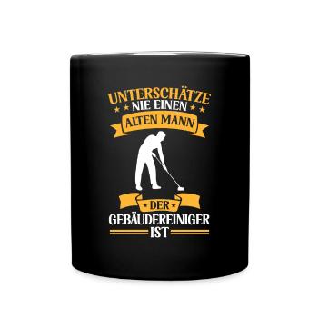 Nettoyeur de bâtiment vieil homme nettoyeur de vitres - Mug uni - noir - Devant