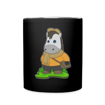Pferd Handtasche - Tasse einfarbig - Schwarz - Vorne
